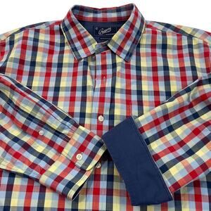 Grayers Clothiers Flip Cuffs Rainbow Gingham Shirt Men XL Button Up Check Preppy